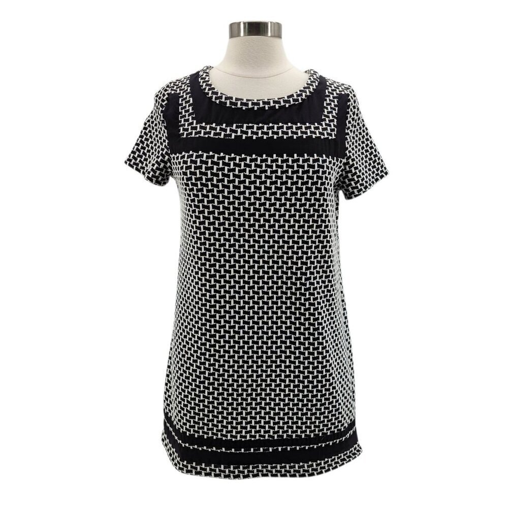 Anthropologie Postmark Womens Medium Top Geometric Knit Short Basketweave Tunic